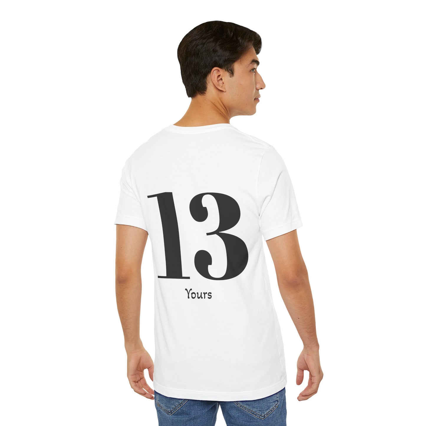 13 Yours T-Shirt — Minimalist Number Graphic Tee in l size White