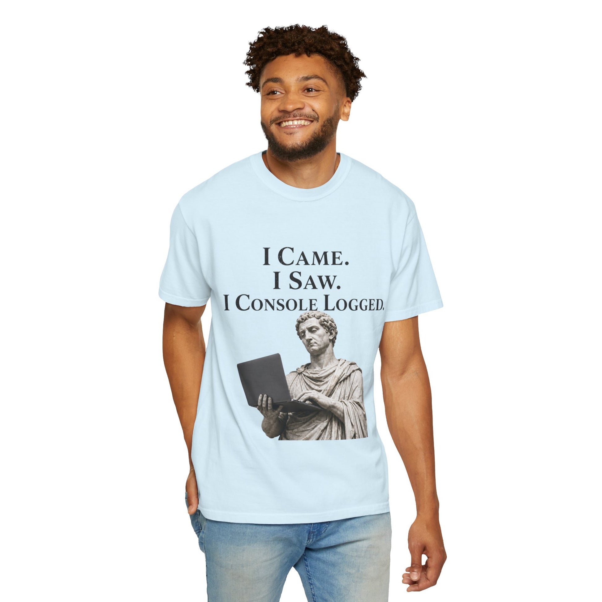 I Came. I Saw. I Console Logged Funny Programmer Roman Statue Tee in blossom size XL