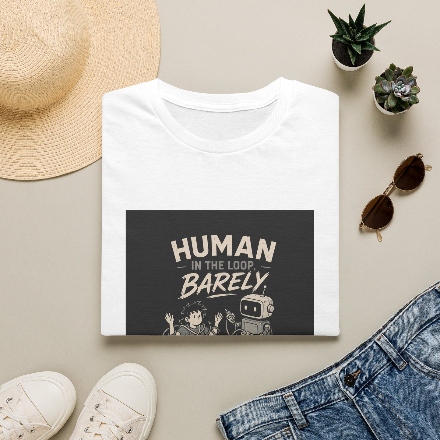 Human in the Loop, Barely - Retro Robot Graphic Tee
