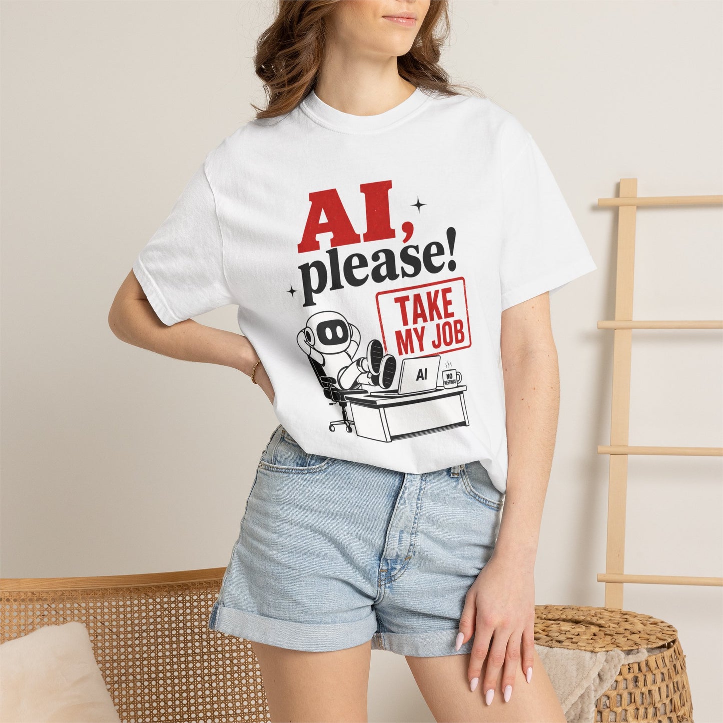 AI Please! Take My Job - Funny Robot Graphic Tee