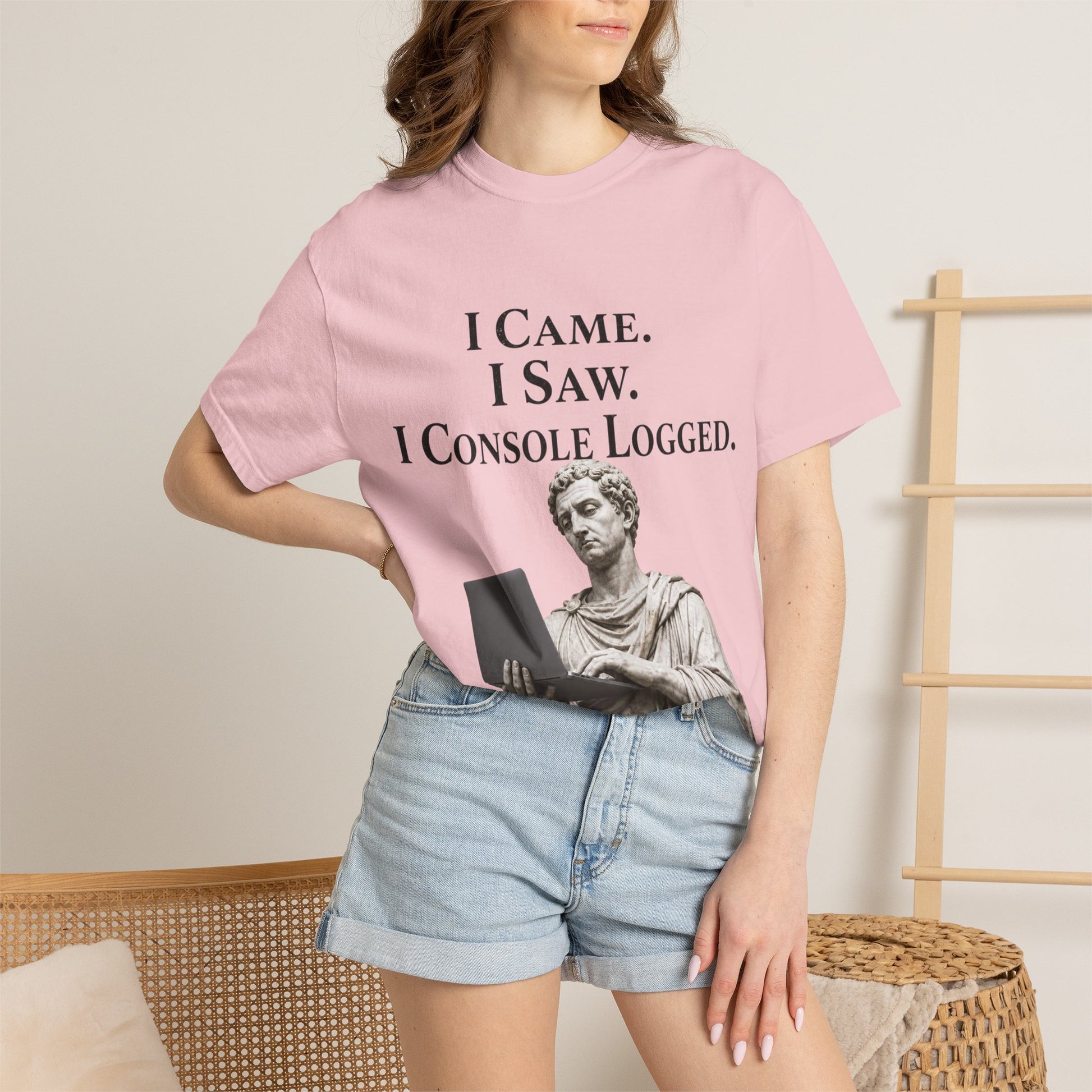 I Came. I Saw. I Console Logged Funny Programmer Roman Statue Tee in ivory size XL