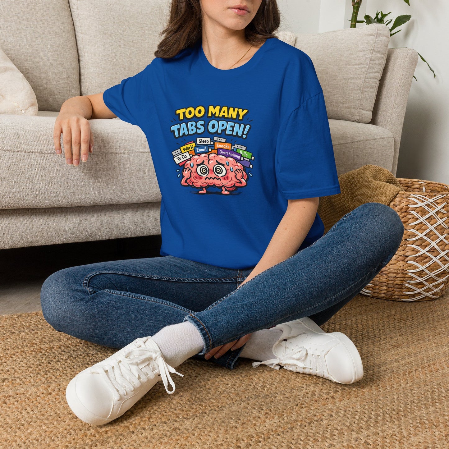 Too Many Tabs Open - Funny Brain Cartoon Tee