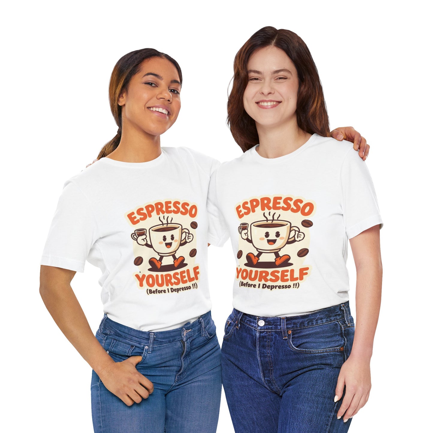 Espresso Yourself Coffee Tee — Funny Cute Coffee Pun Shirt (Espresso Yourself)