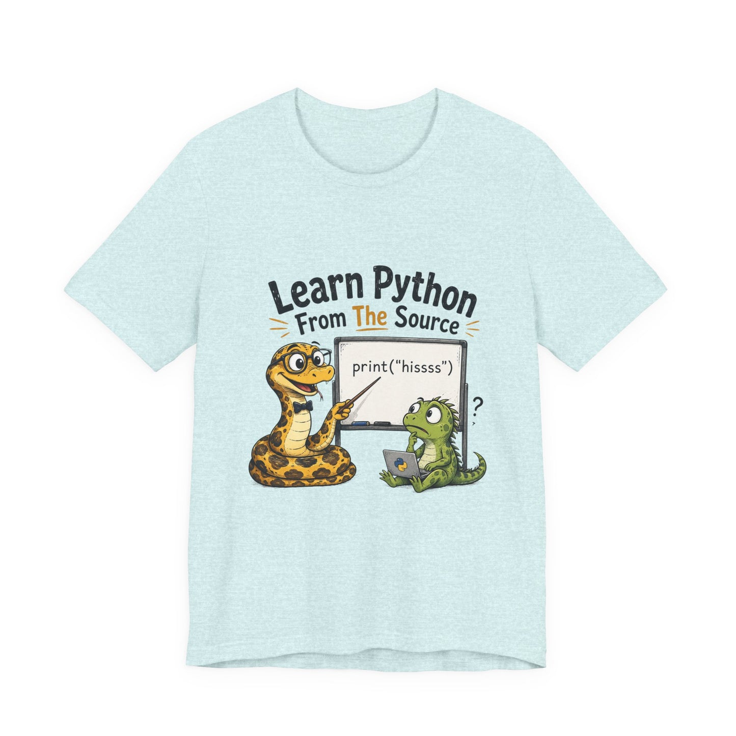 Learn Python From The Source - Cute Snake & Programmer Dino Coding Tee