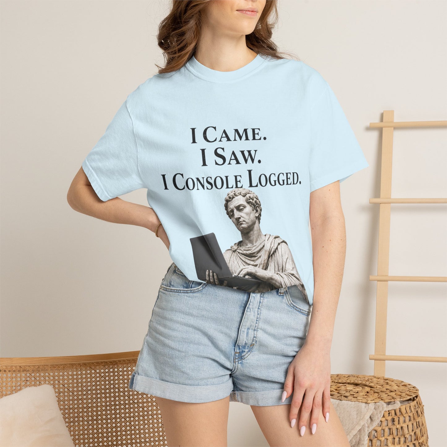 I Came. I Saw. I Console Logged Funny Programmer Roman Statue Tee in bay size XL