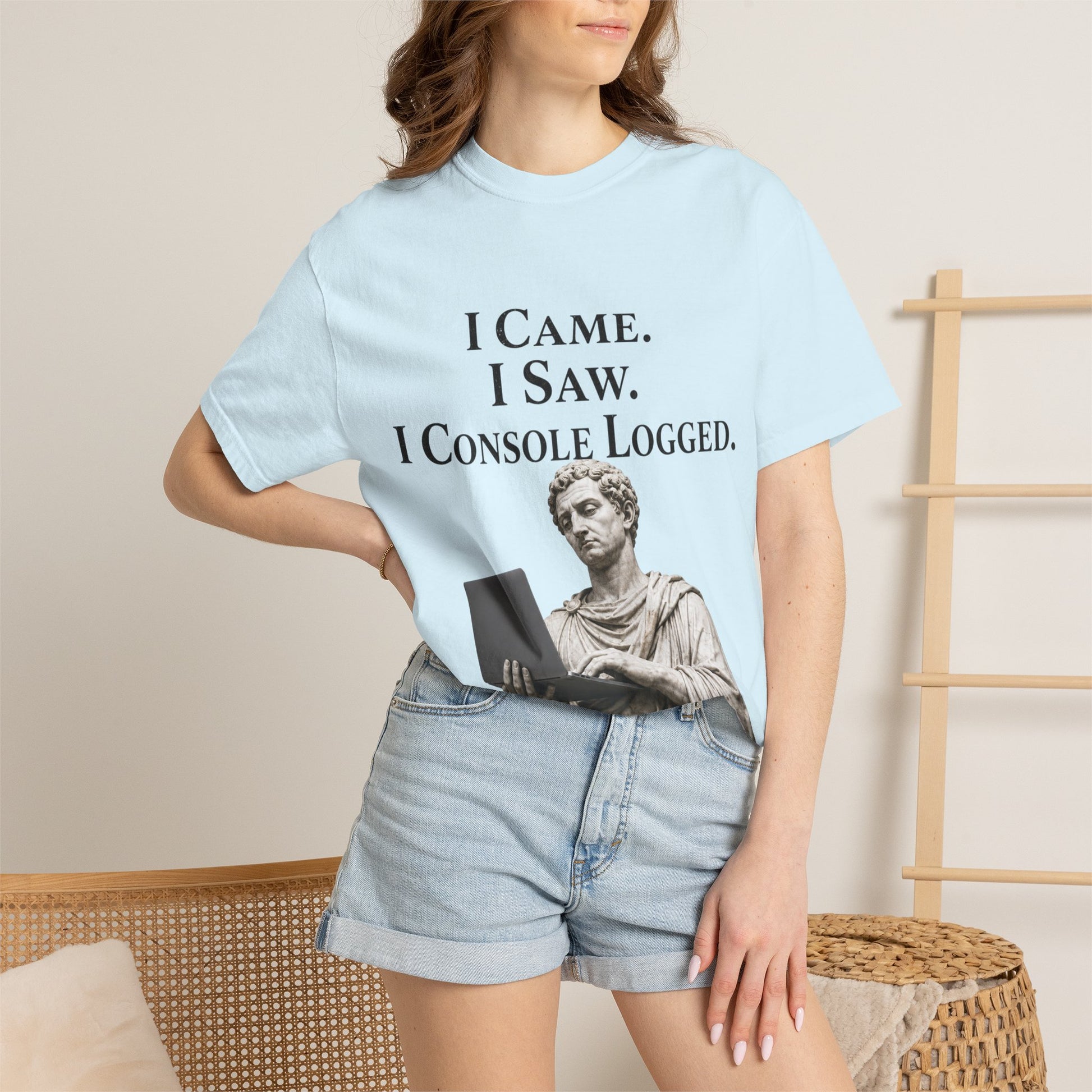 I Came. I Saw. I Console Logged Funny Programmer Roman Statue Tee in bay size XL
