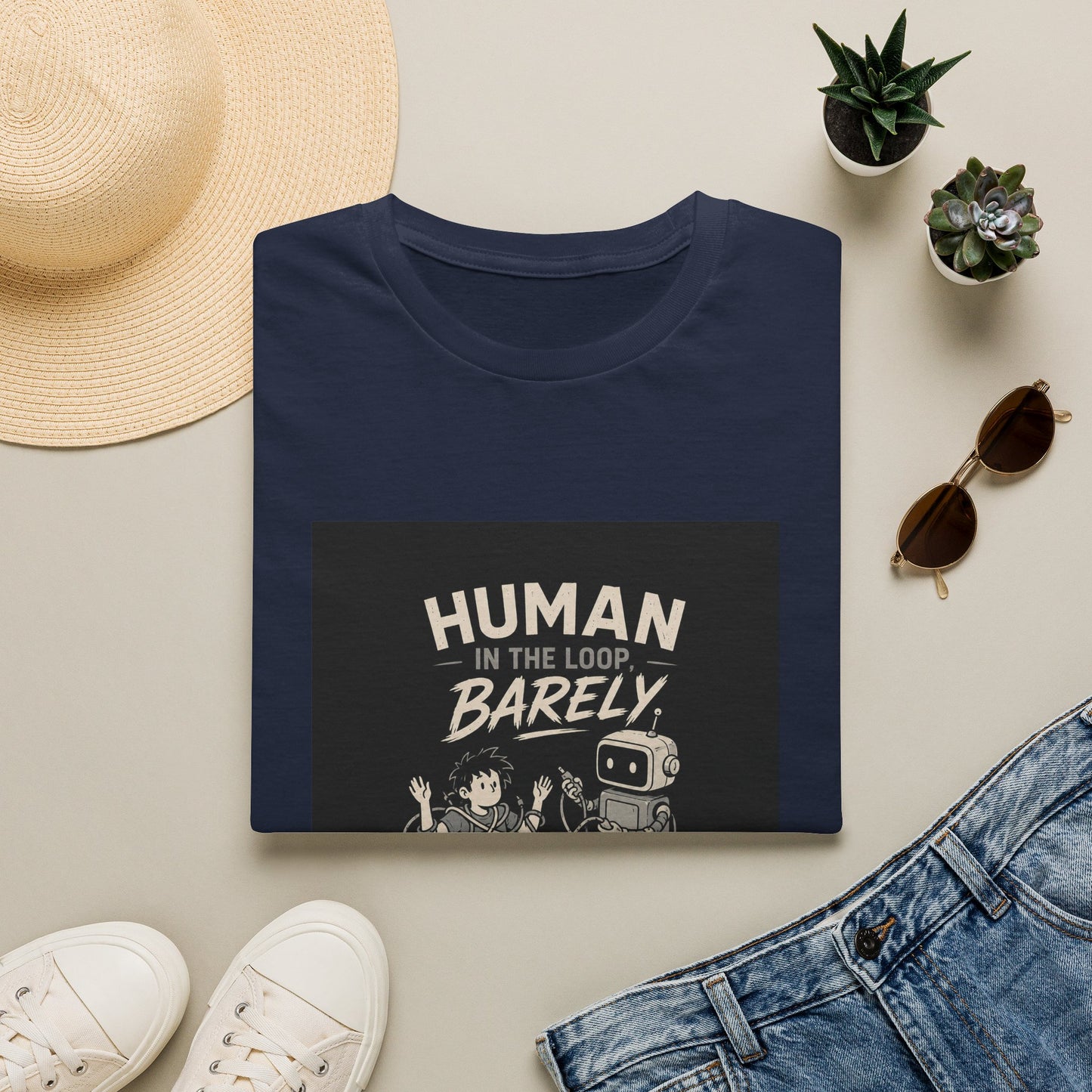 Human in the Loop, Barely - Retro Robot Graphic Tee