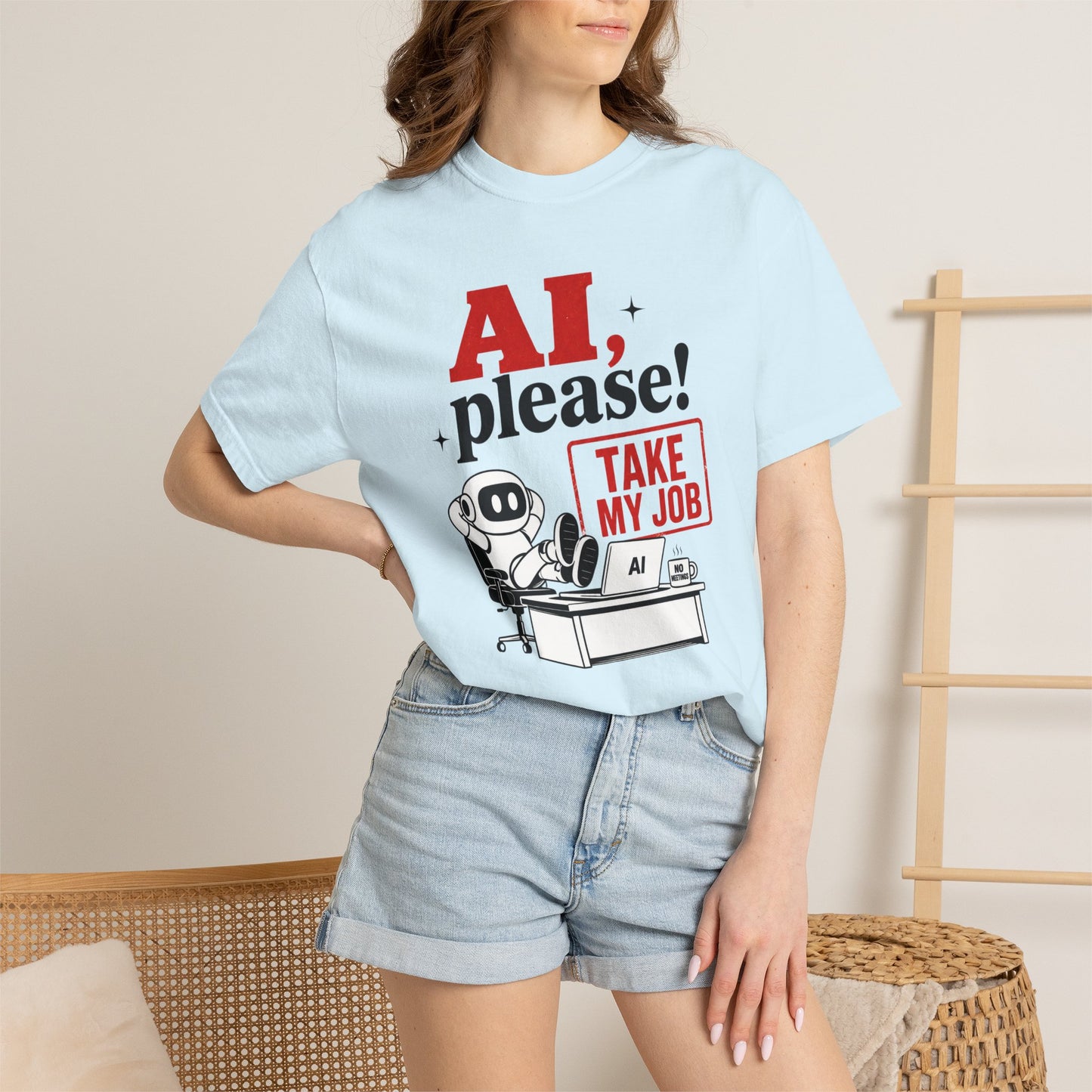 AI Please! Take My Job - Funny Robot Graphic Tee