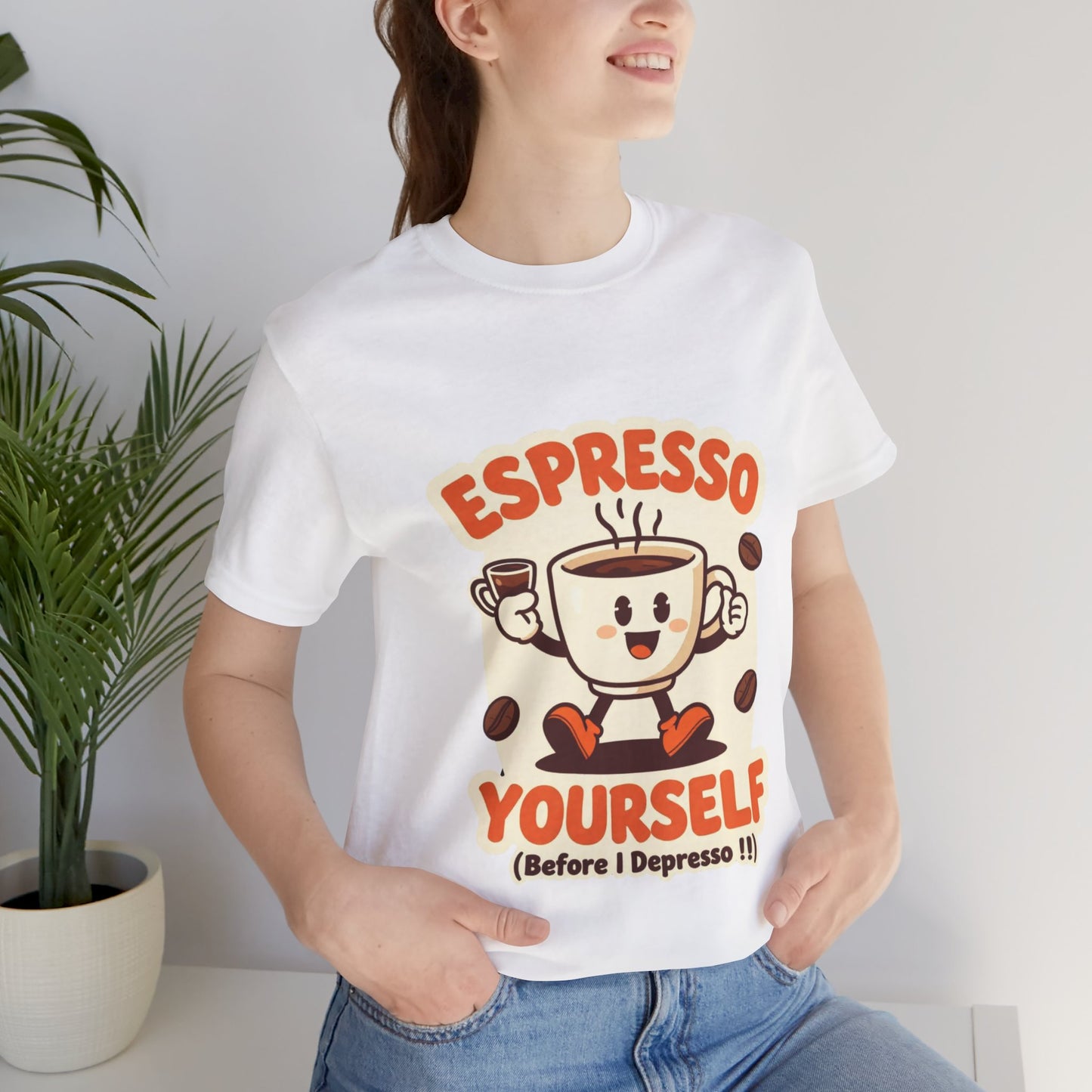 Espresso Yourself Coffee Tee — Funny Cute Coffee Pun Shirt (Espresso Yourself)