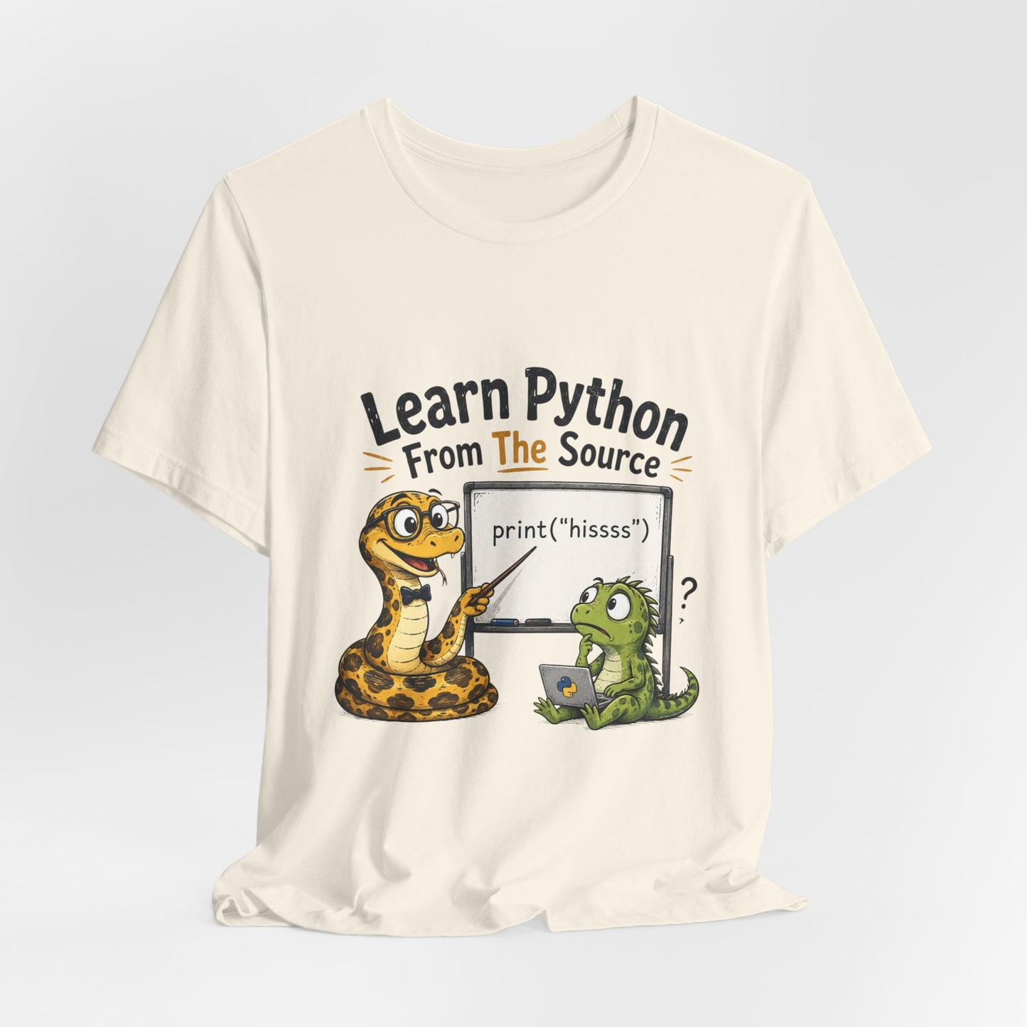 Learn Python From The Source - Cute Snake & Programmer Dino Coding Tee