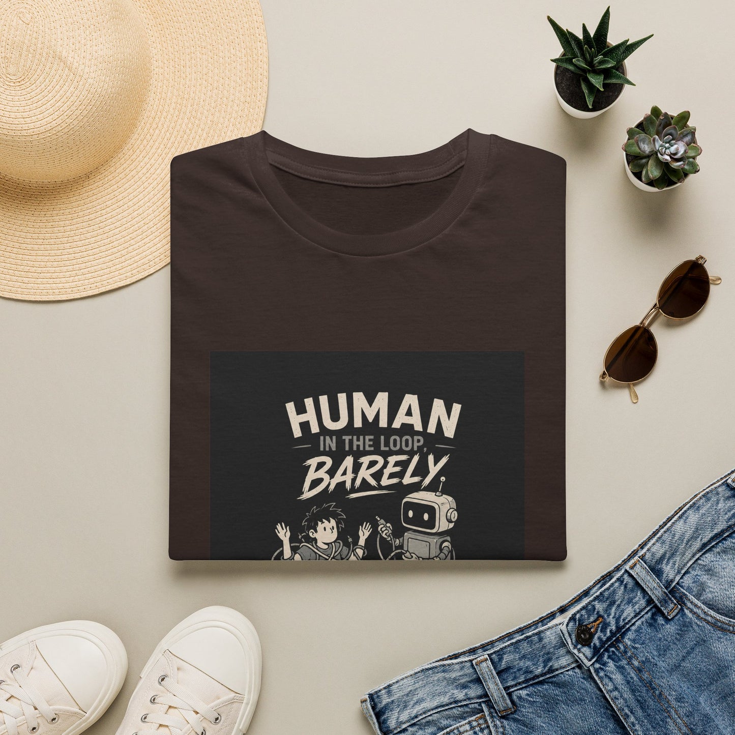 Human in the Loop, Barely - Retro Robot Graphic Tee