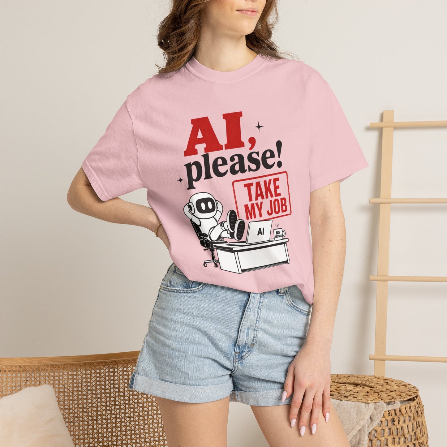 AI Please! Take My Job - Funny Robot Graphic Tee