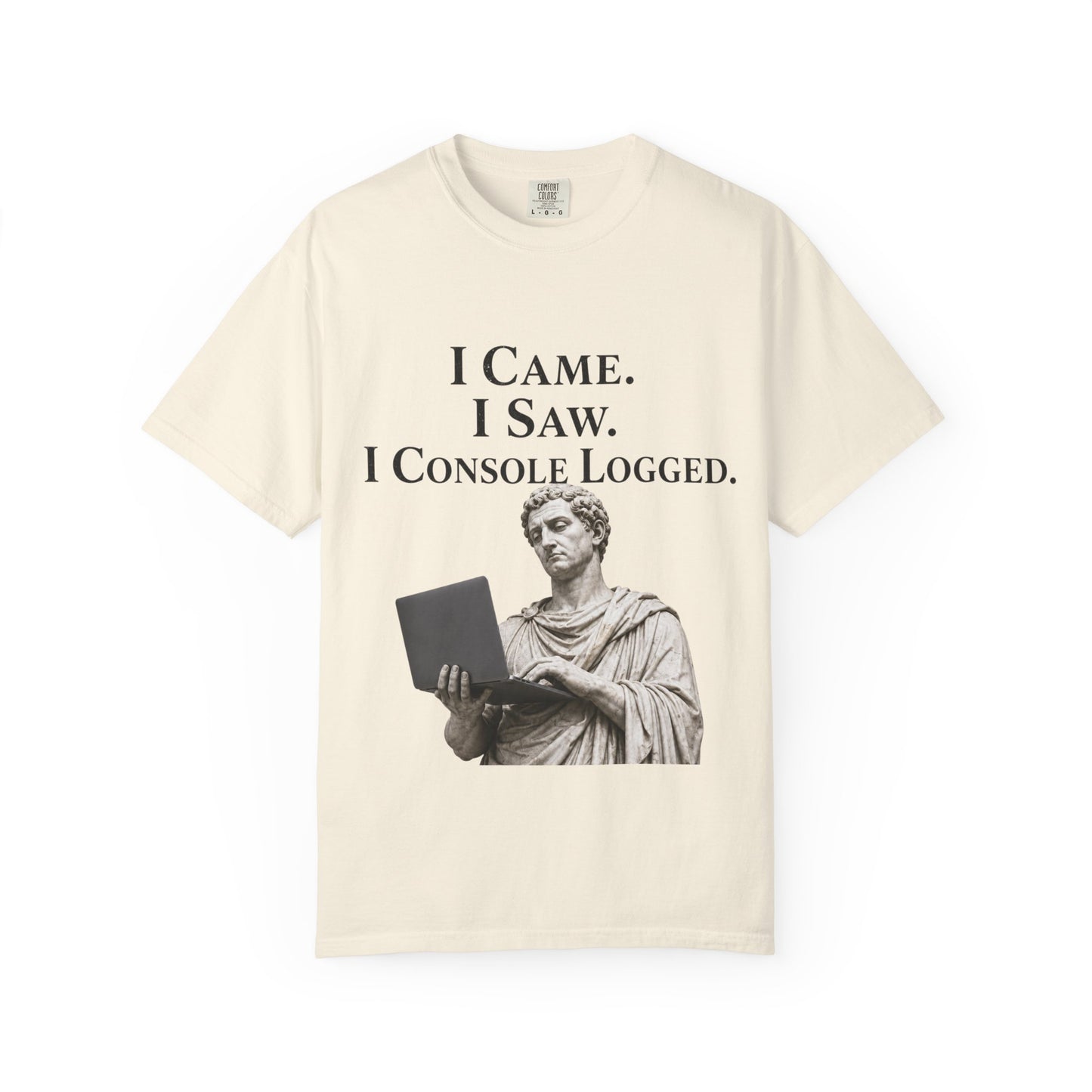 I Came. I Saw. I Console Logged Funny Programmer Roman Statue Tee in chambray size S