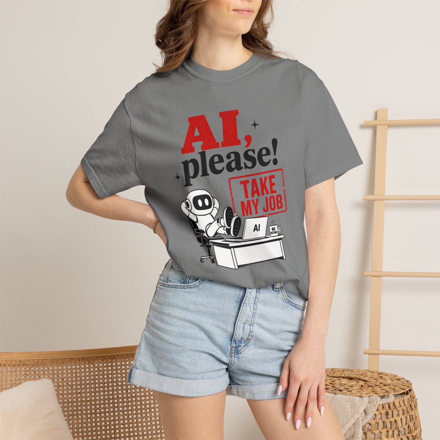 AI Please! Take My Job - Funny Robot Graphic Tee