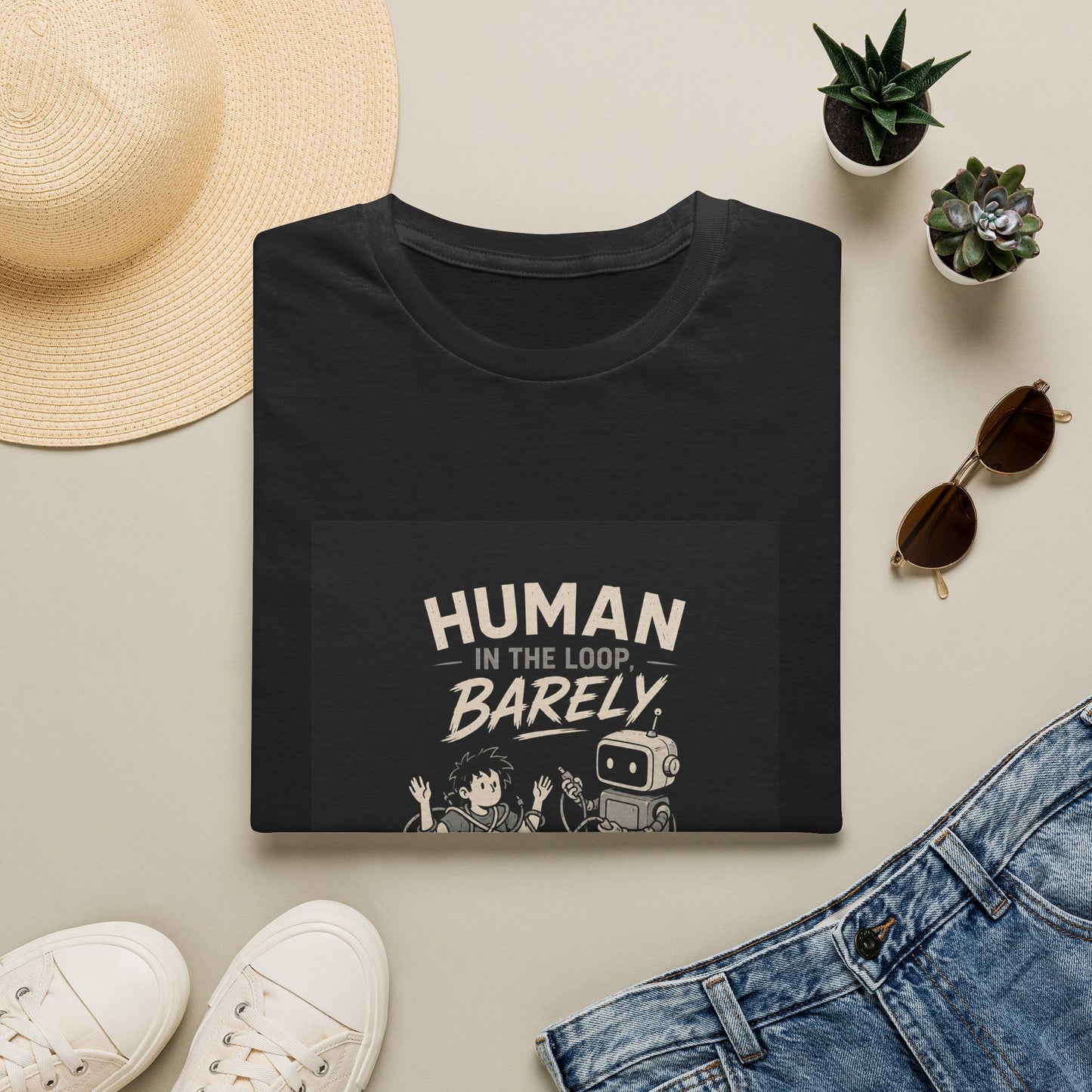 Human in the Loop, Barely - Retro Robot Graphic Tee