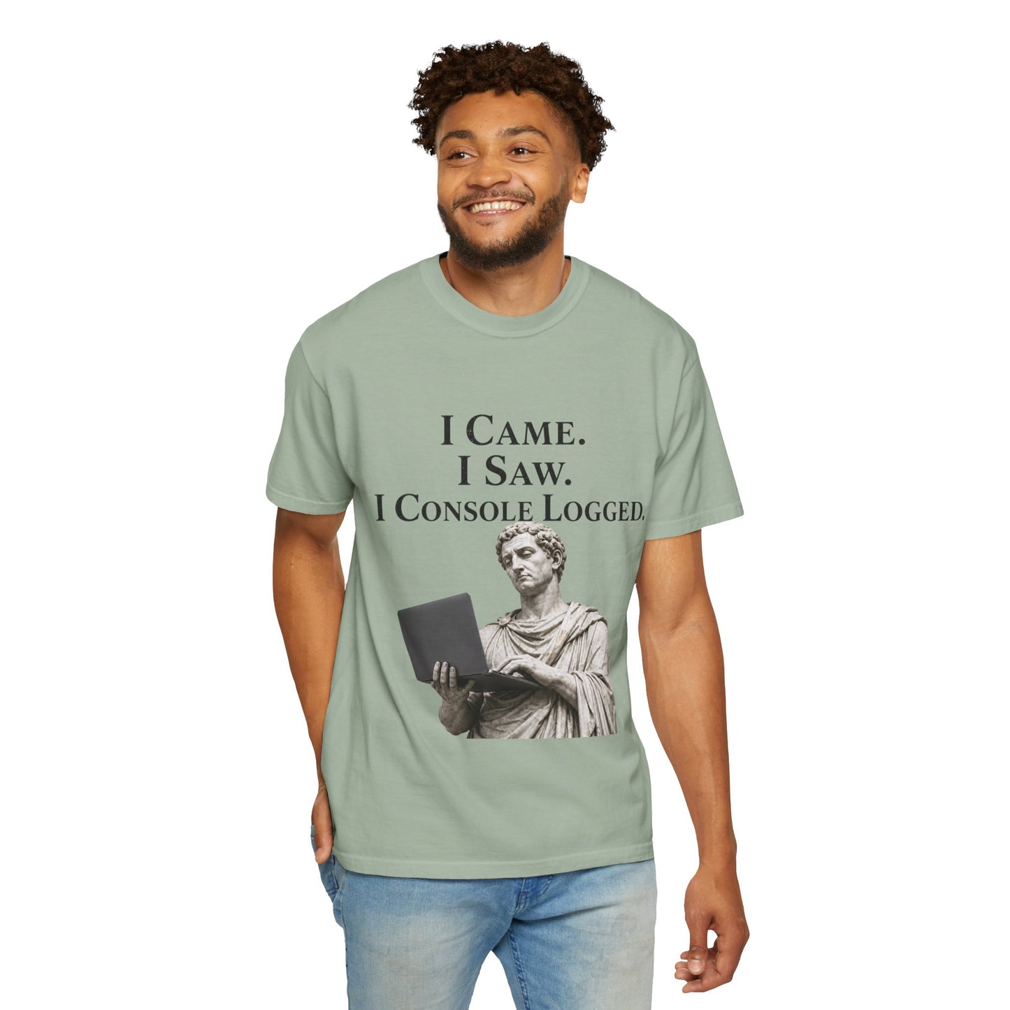 I Came. I Saw. I Console Logged Funny Programmer Roman Statue Tee in white size XL