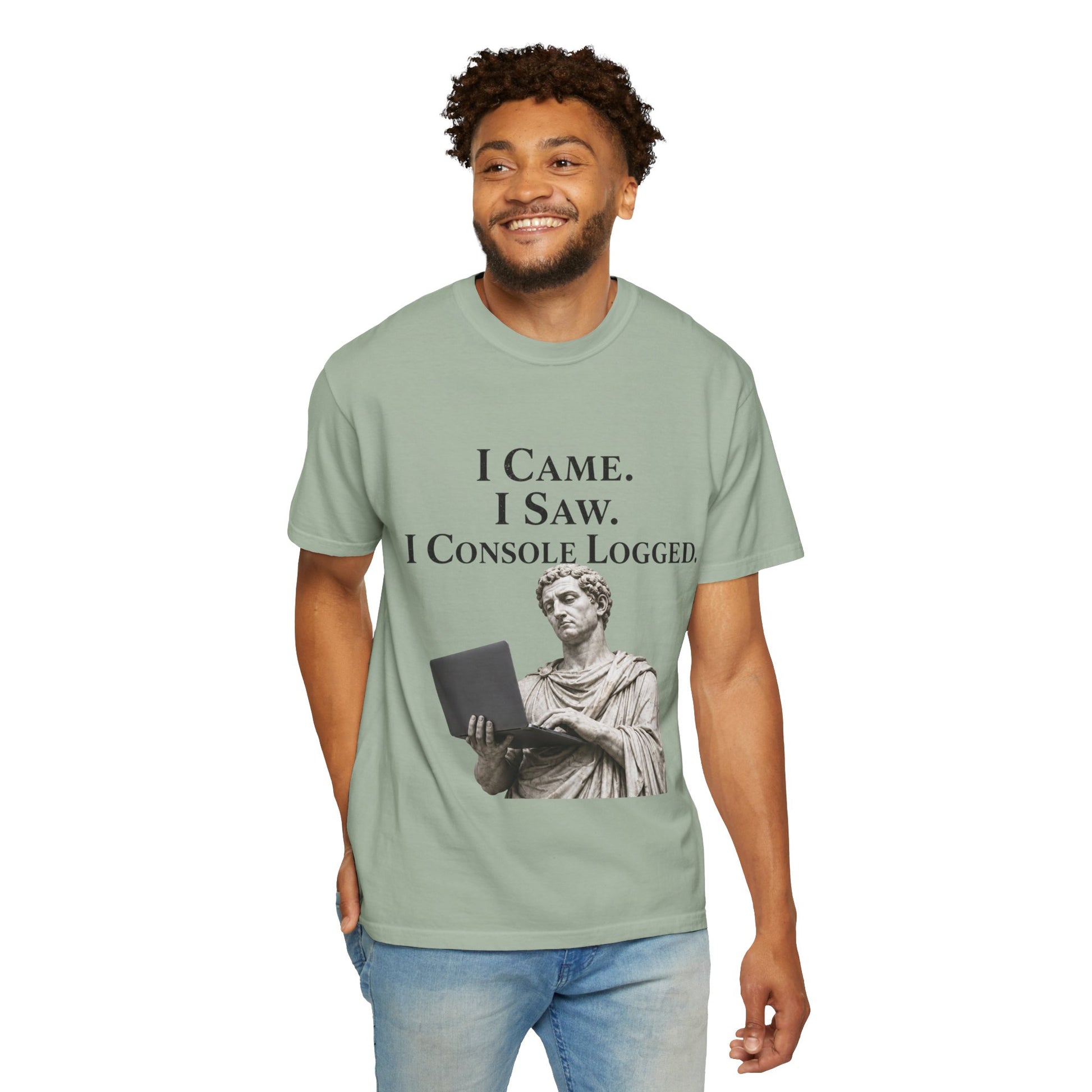 I Came. I Saw. I Console Logged Funny Programmer Roman Statue Tee in white size XL