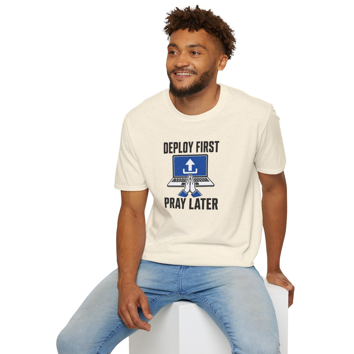 Deploy First Pray Later - Devops Coding Humor Tee