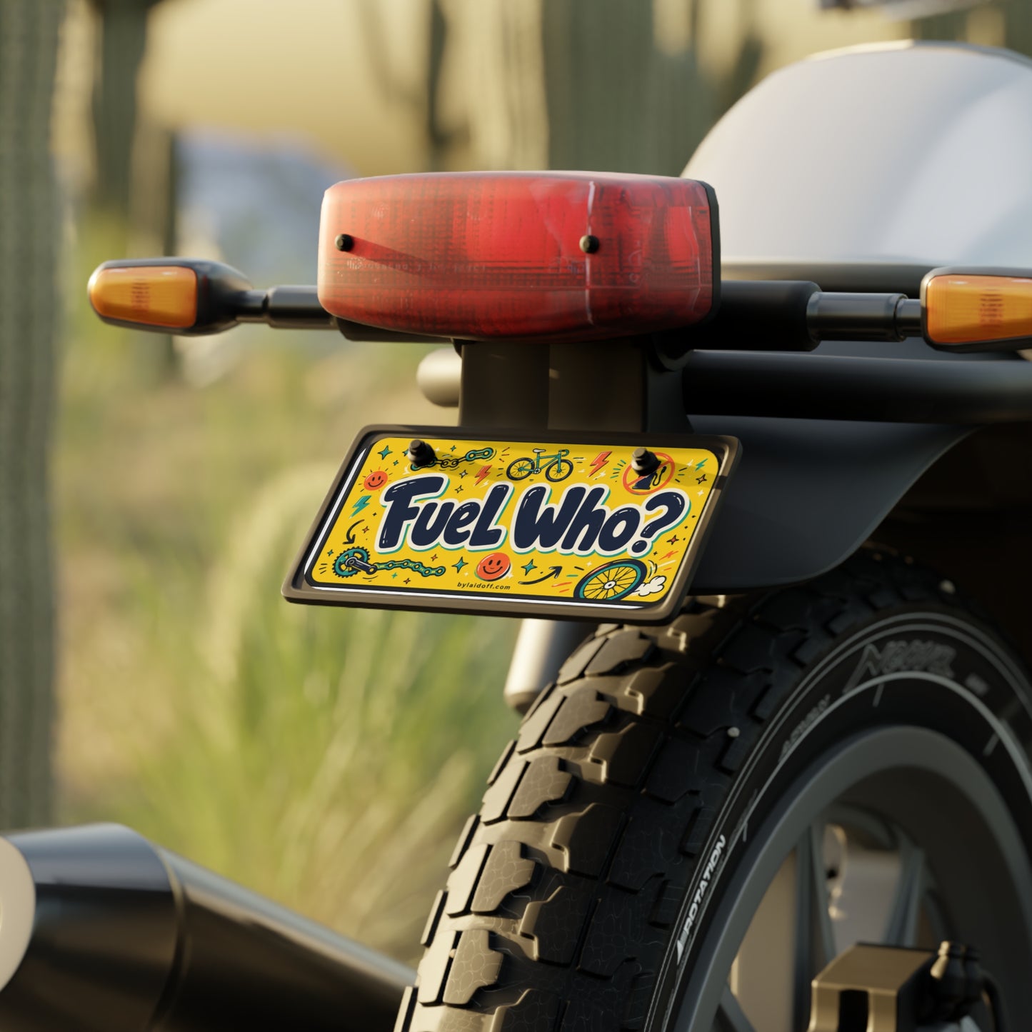 "Fuel Who?" Funny Bicycle Decor Plate for Cyclists