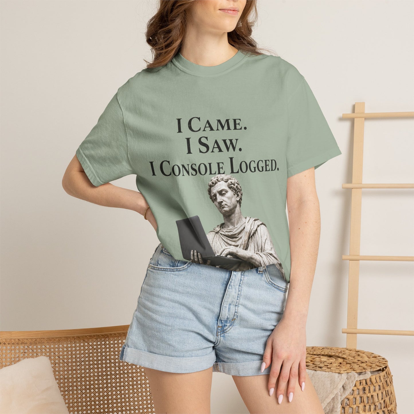 I Came. I Saw. I Console Logged Funny Programmer Roman Statue Tee in ivory size L