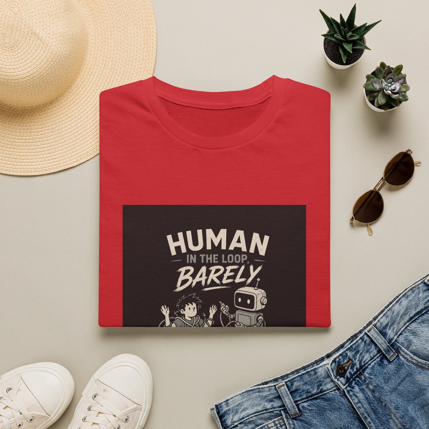 Human in the Loop, Barely - Retro Robot Graphic Tee