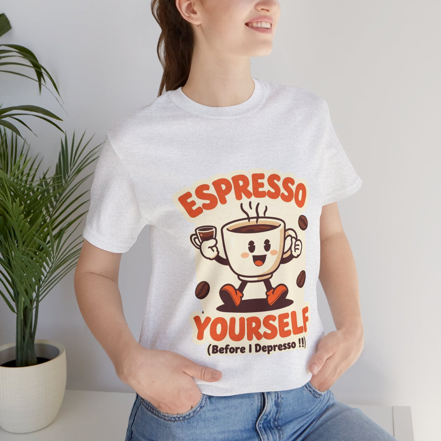 Espresso Yourself Coffee Tee — Funny Cute Coffee Pun Shirt (Espresso Yourself)