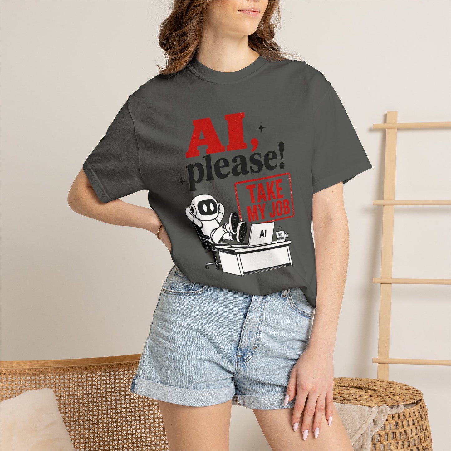 AI Please! Take My Job - Funny Robot Graphic Tee