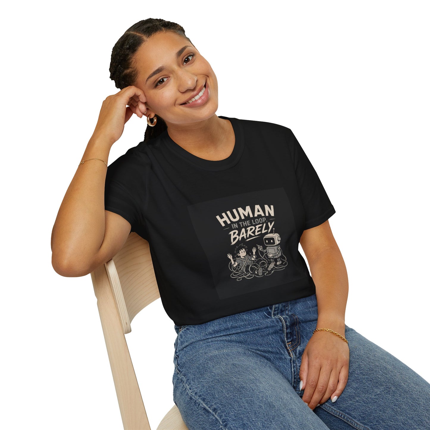 Human in the Loop, Barely - Retro Robot Graphic Tee