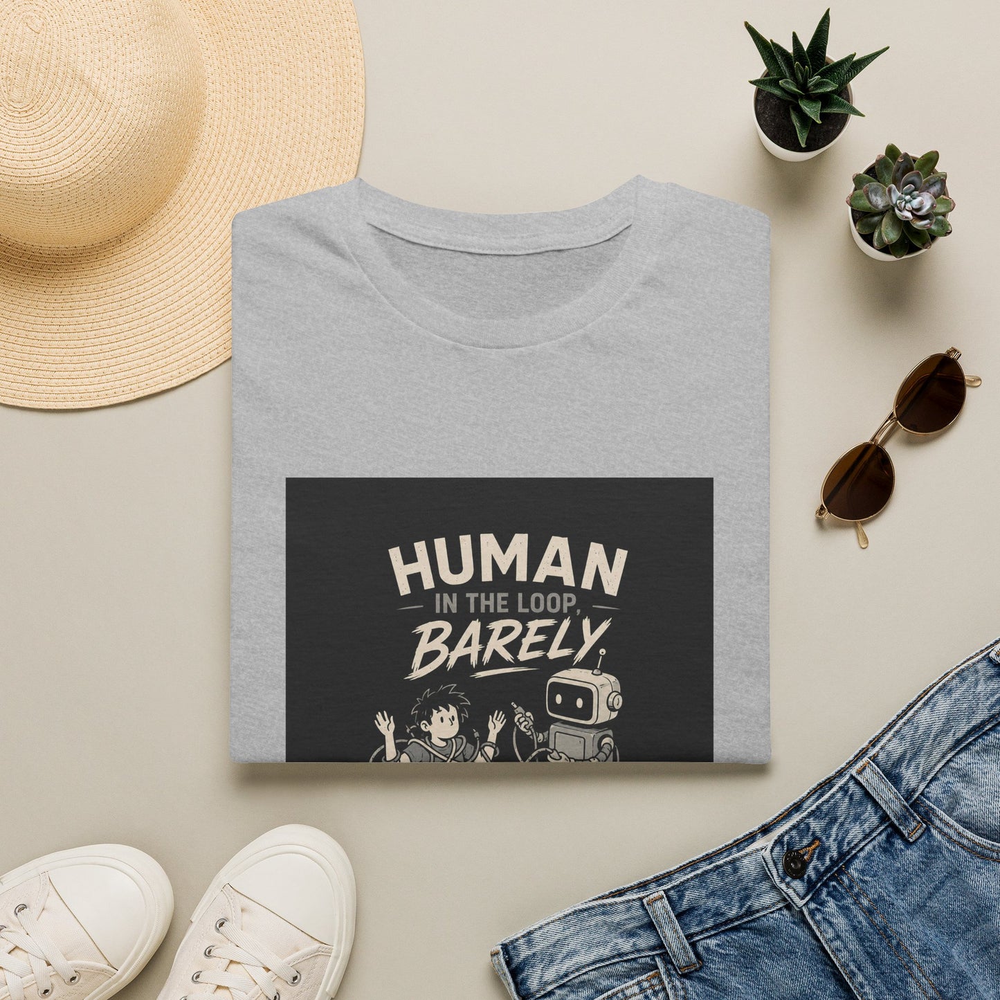 Human in the Loop, Barely - Retro Robot Graphic Tee