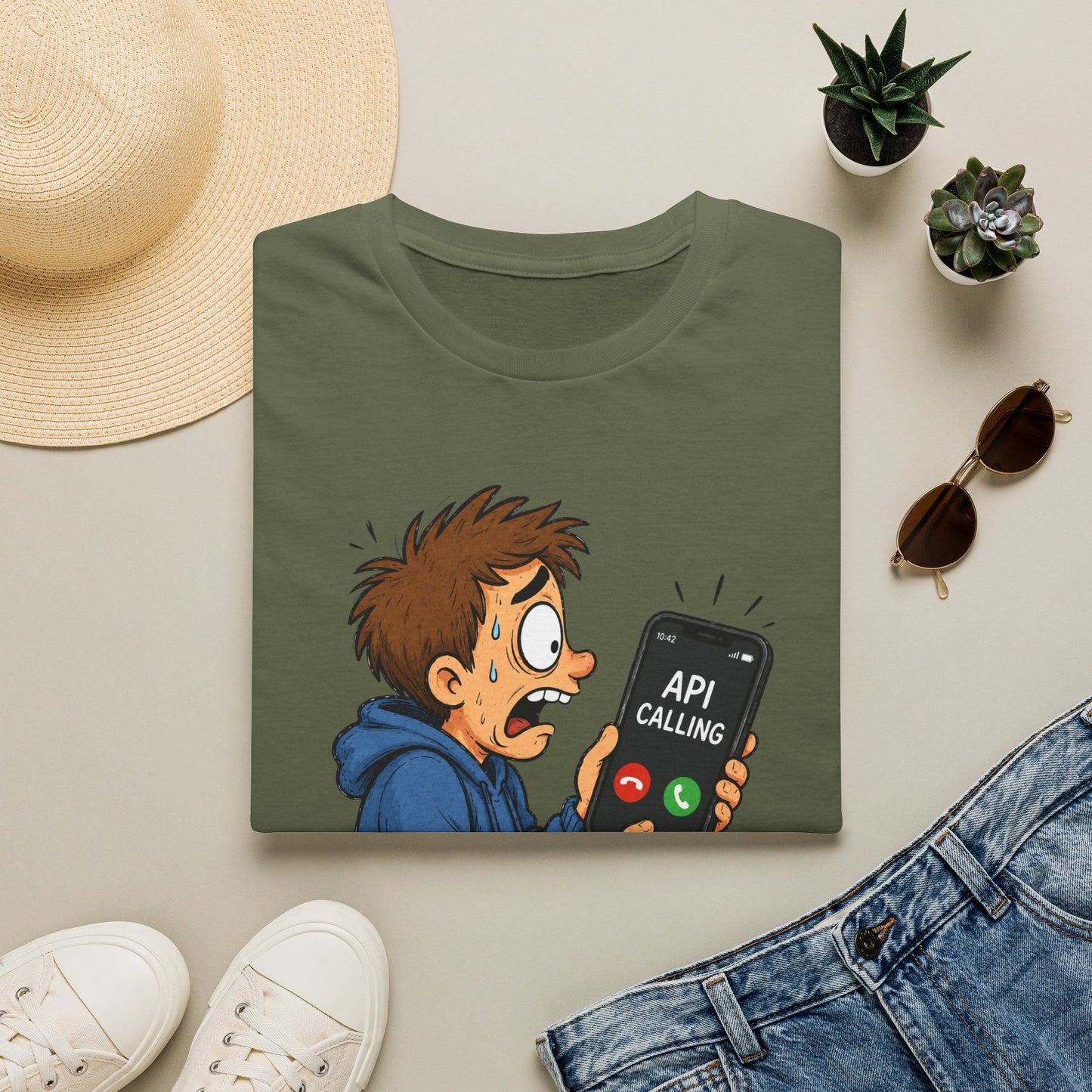 'API Calling' - Funny Tech Cartoon Tee