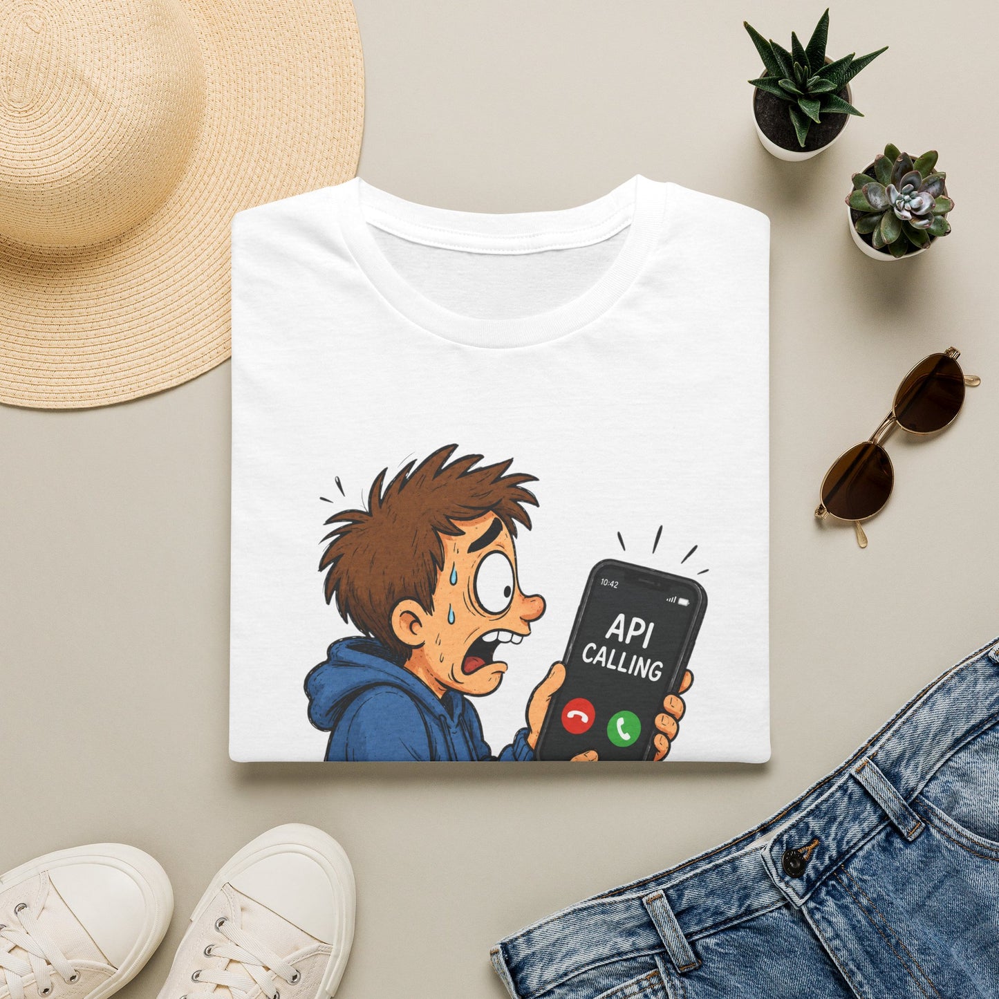 'API Calling' - Funny Tech Cartoon Tee
