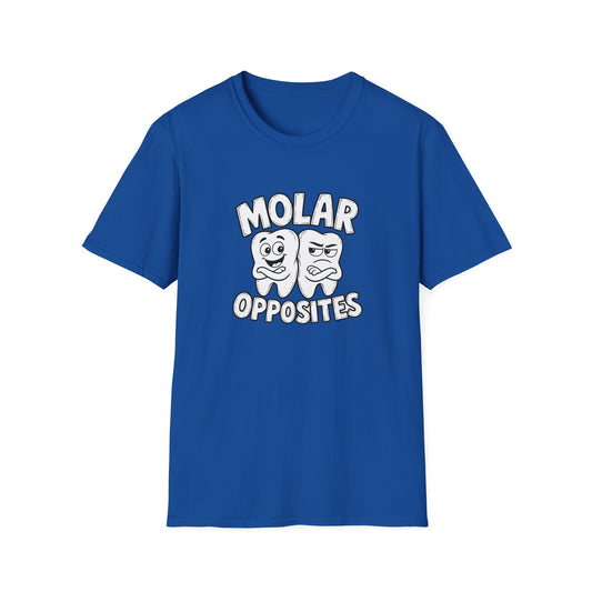 Molar Opposites – Funny Dental Tee in dark chocolate size S