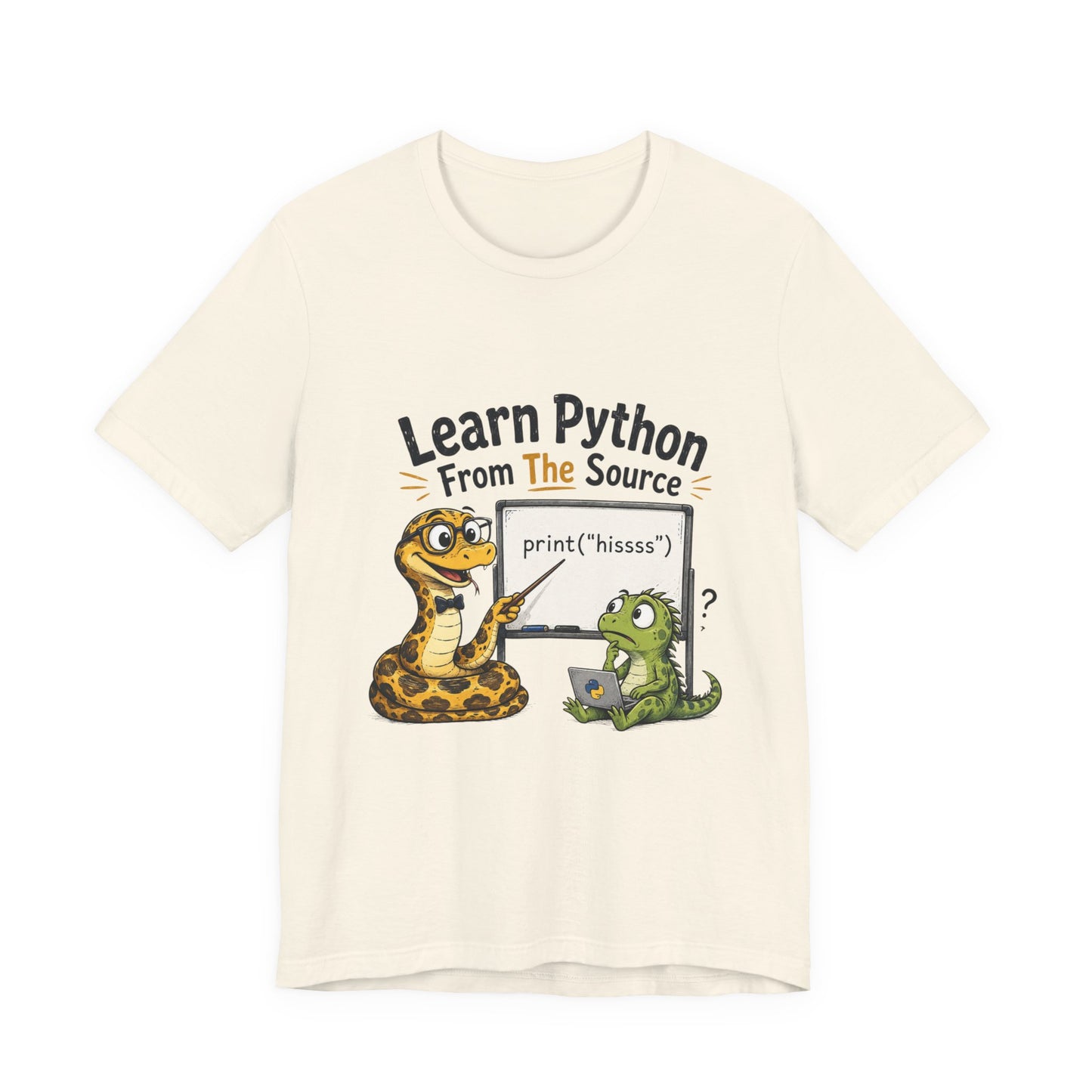 Learn Python From The Source - Cute Snake & Programmer Dino Coding Tee