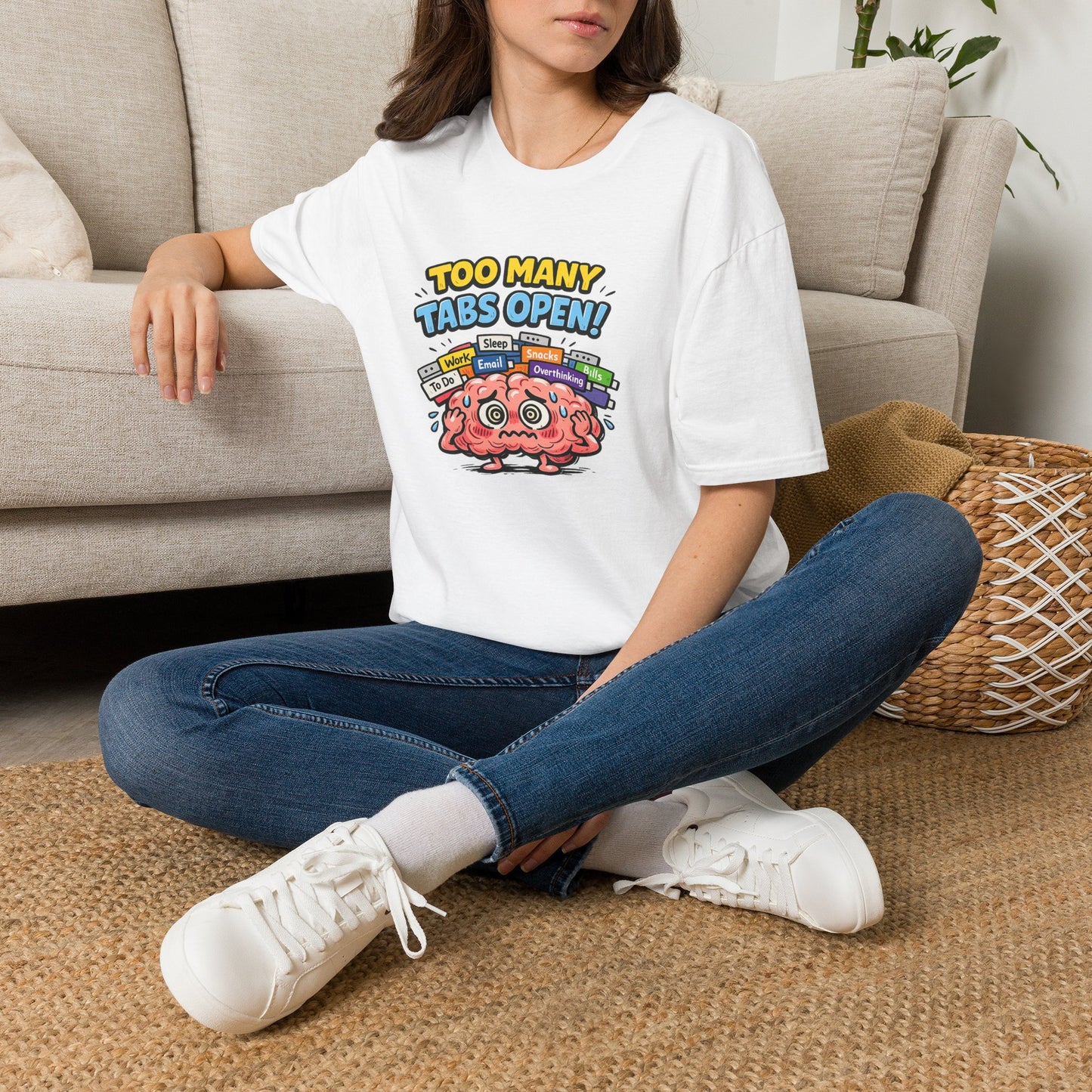 Too Many Tabs Open - Funny Brain Cartoon Tee