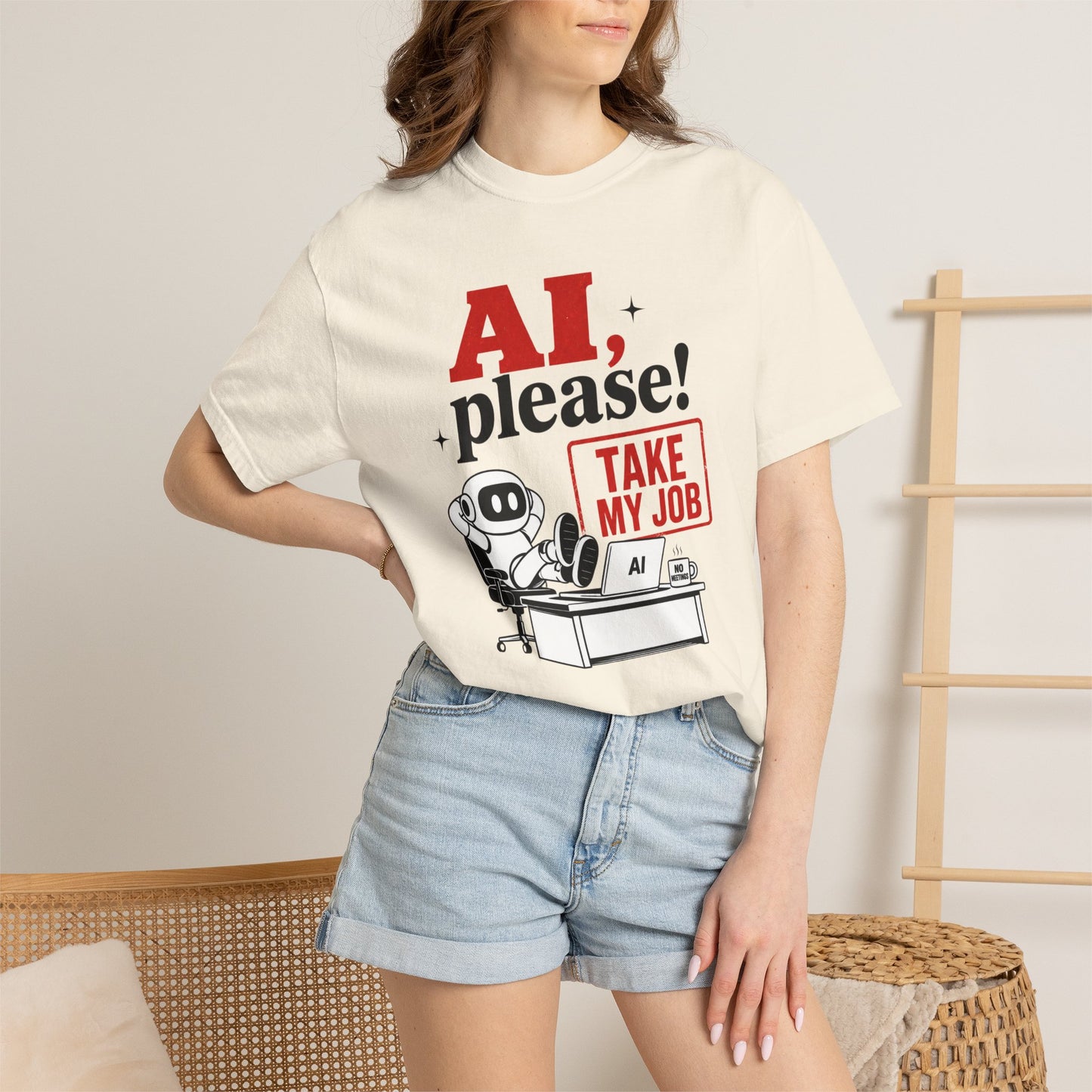 AI Please! Take My Job - Funny Robot Graphic Tee