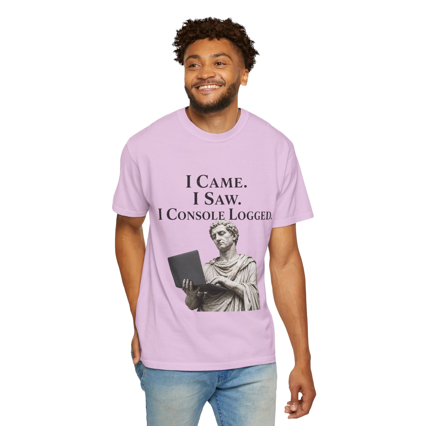 I Came. I Saw. I Console Logged Funny Programmer Roman Statue Tee in grey size XL