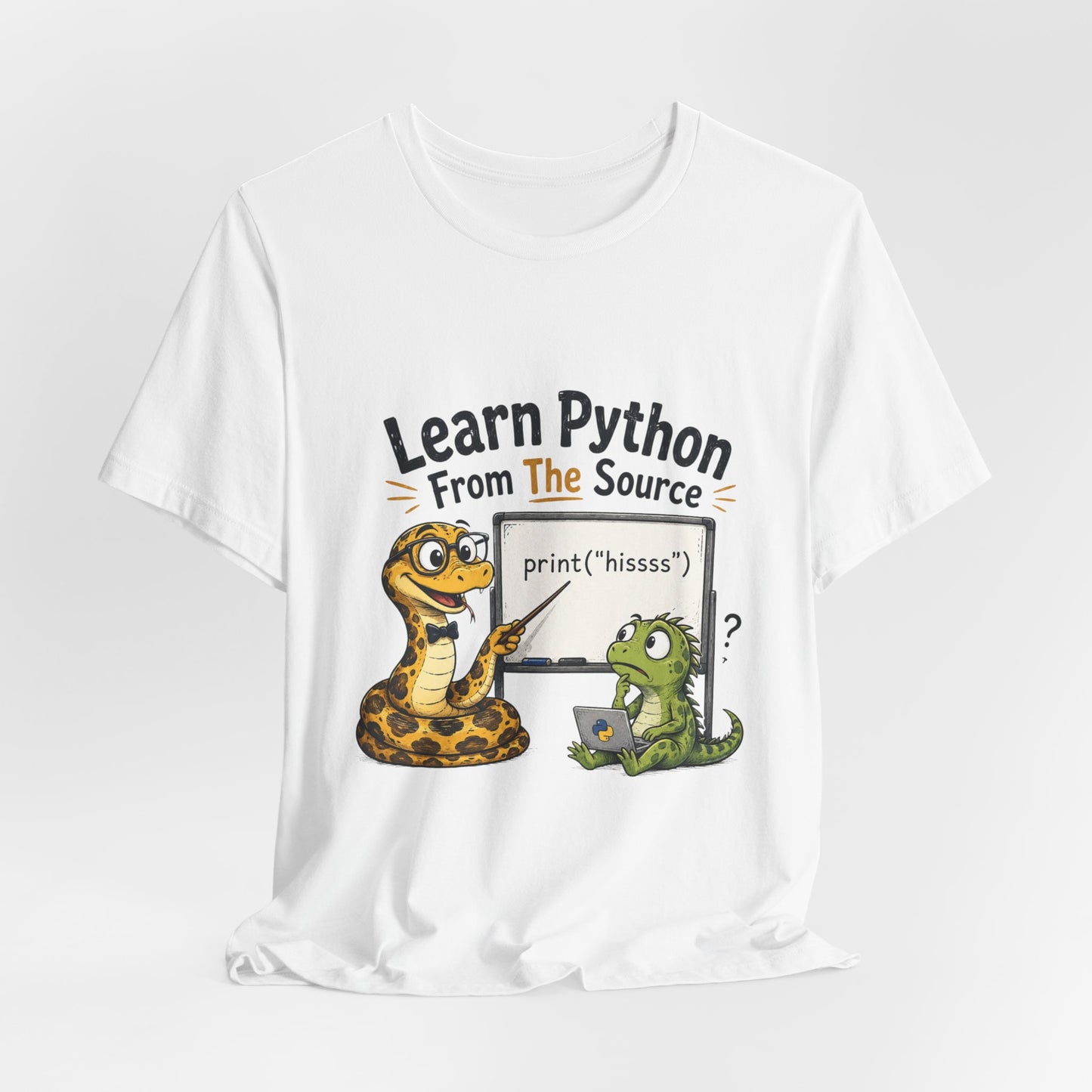 Learn Python From The Source - Cute Snake & Programmer Dino Coding Tee