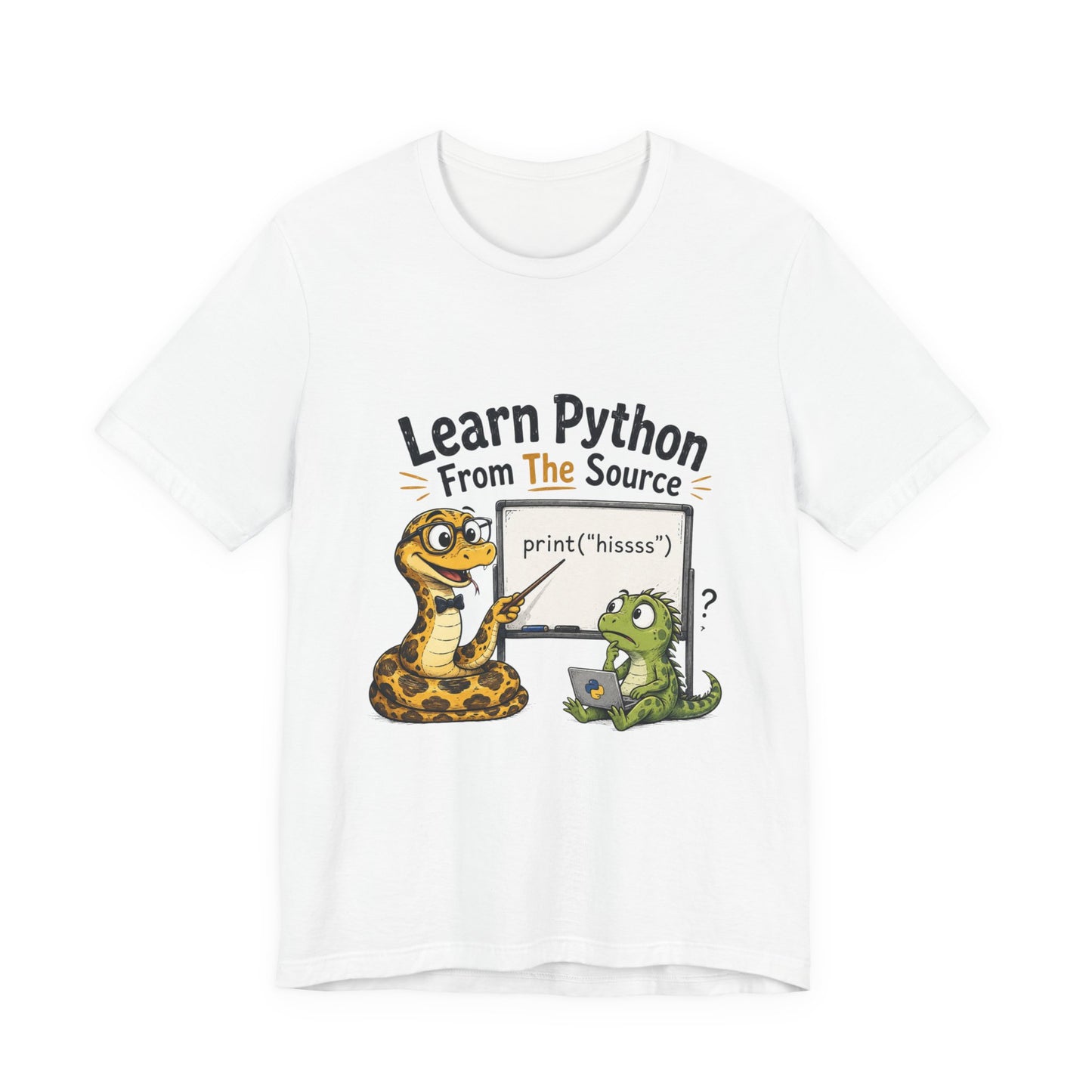 Learn Python From The Source - Cute Snake & Programmer Dino Coding Tee