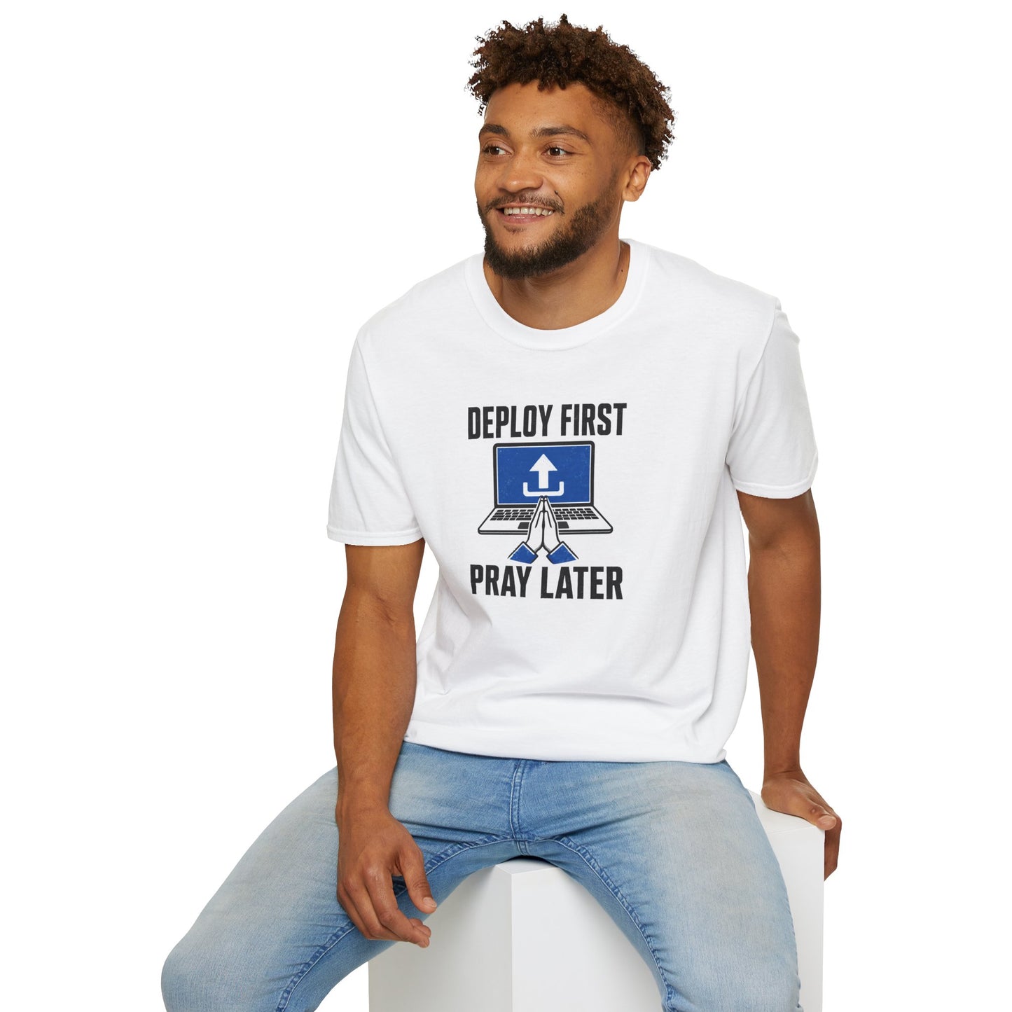 Deploy First Pray Later - Devops Coding Humor Tee