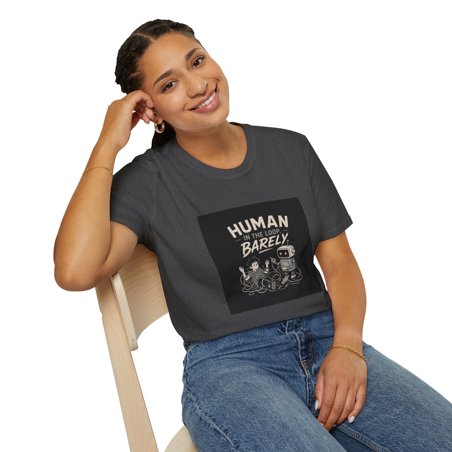 Human in the Loop, Barely - Retro Robot Graphic Tee