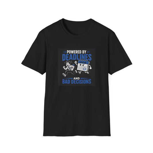 Powered by Deadlines graphic tee in dark chocolate size S