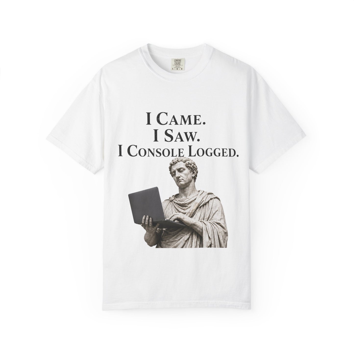 I Came. I Saw. I Console Logged Funny Programmer Roman Statue Tee in bay size S