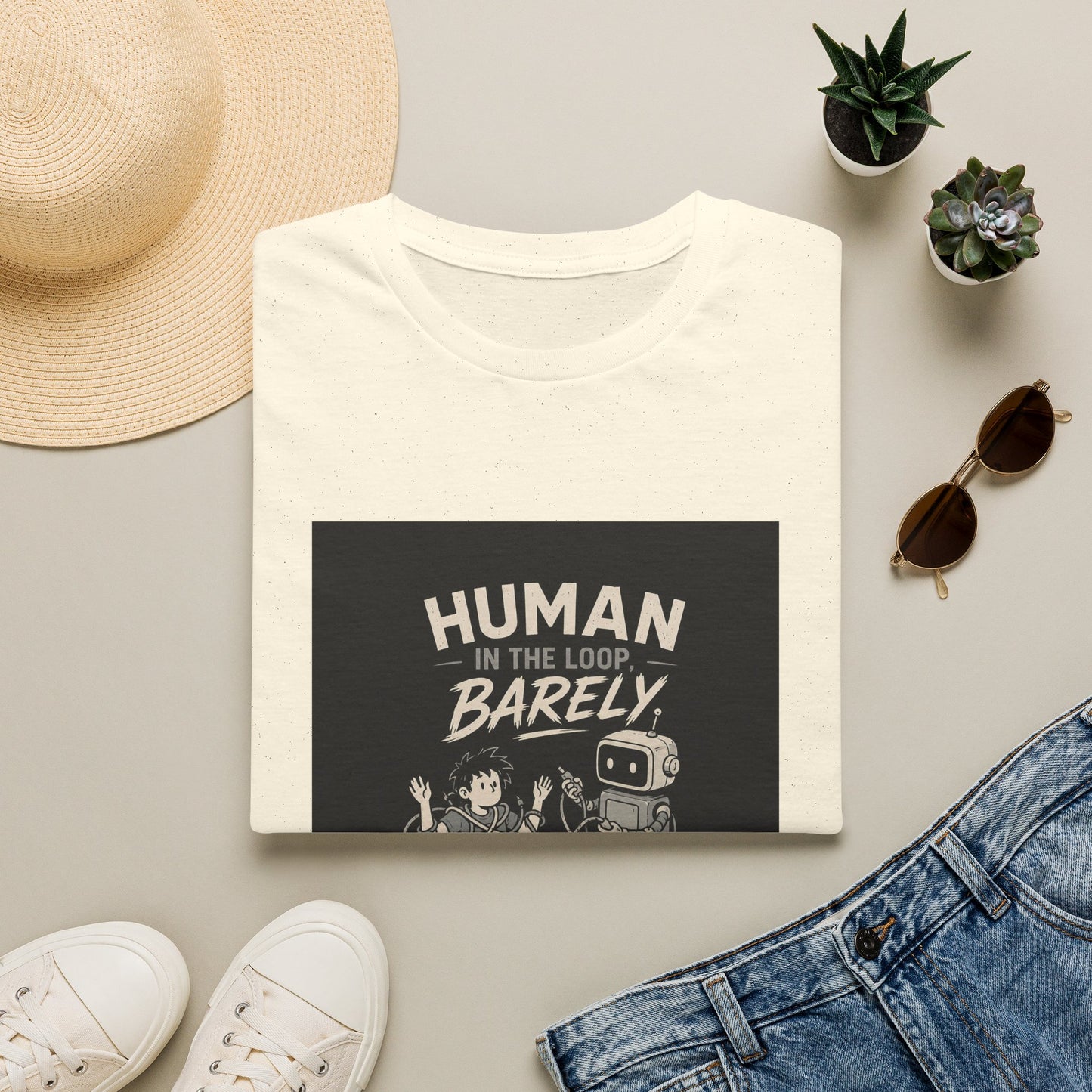 Human in the Loop, Barely - Retro Robot Graphic Tee