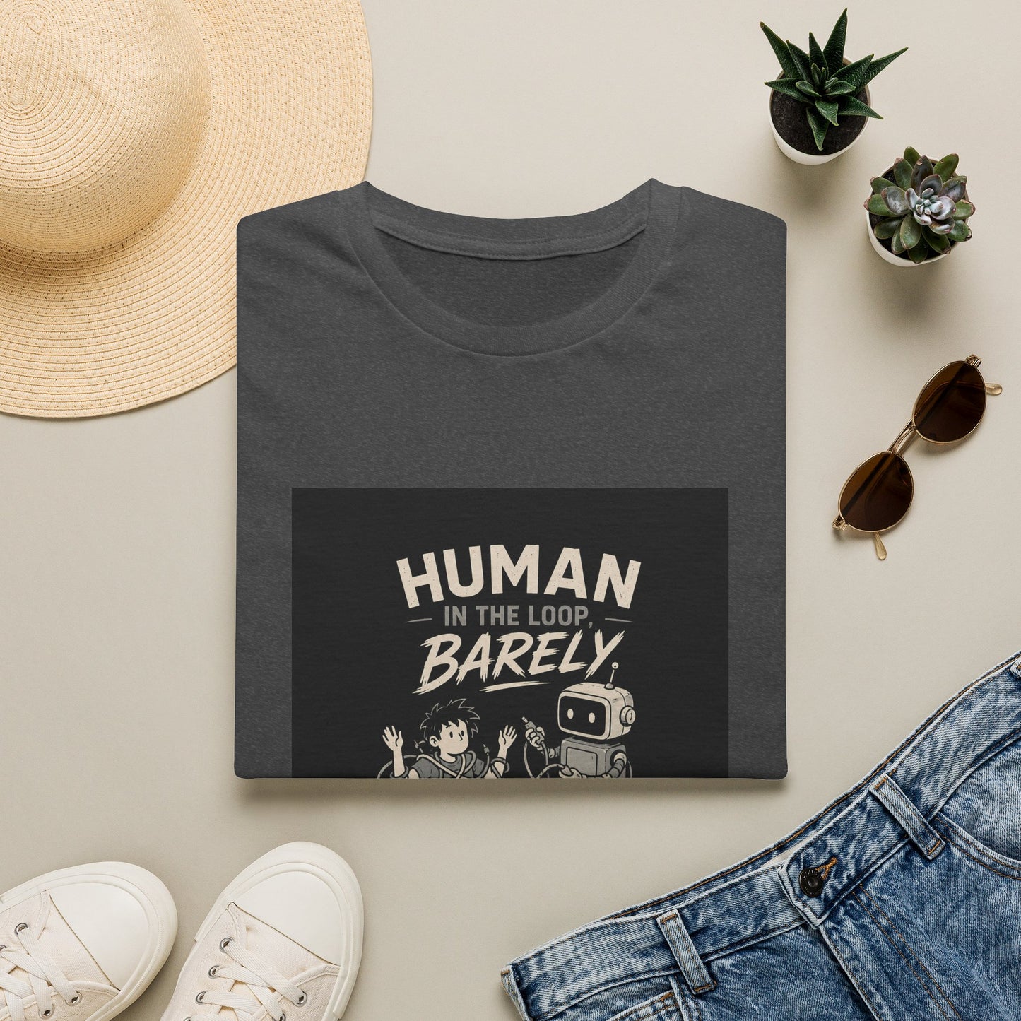 Human in the Loop, Barely - Retro Robot Graphic Tee