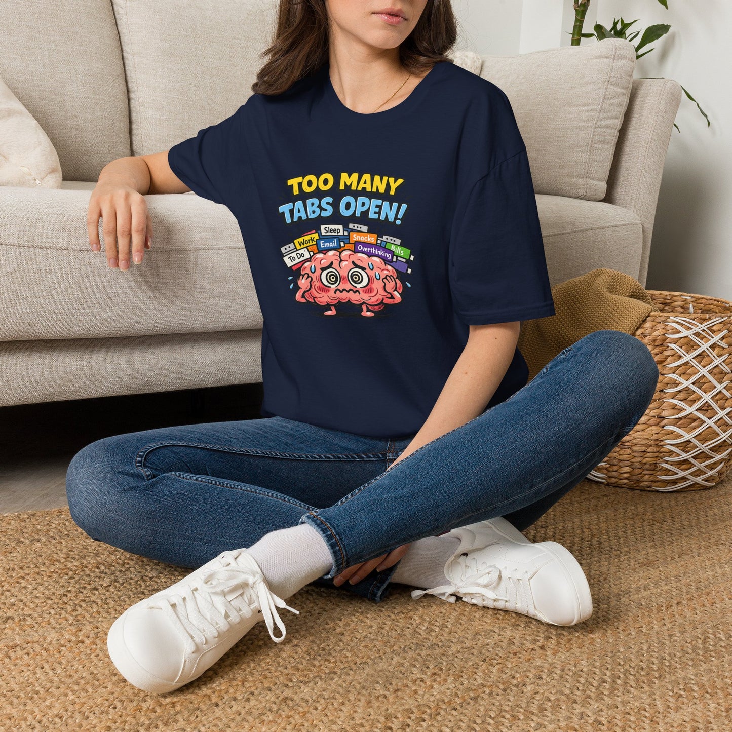 Too Many Tabs Open - Funny Brain Cartoon Tee